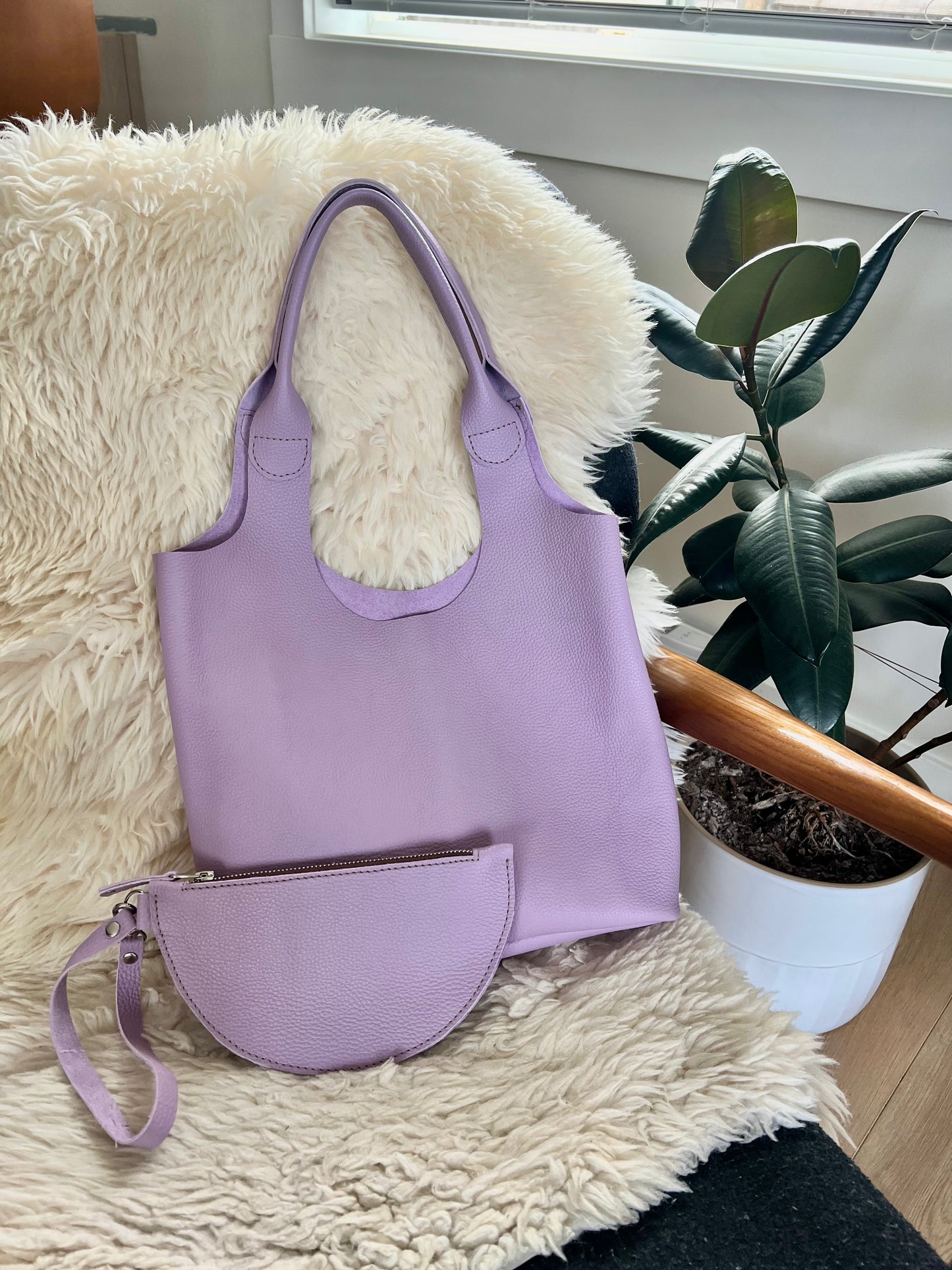 Slouchy tote + half moon clutch