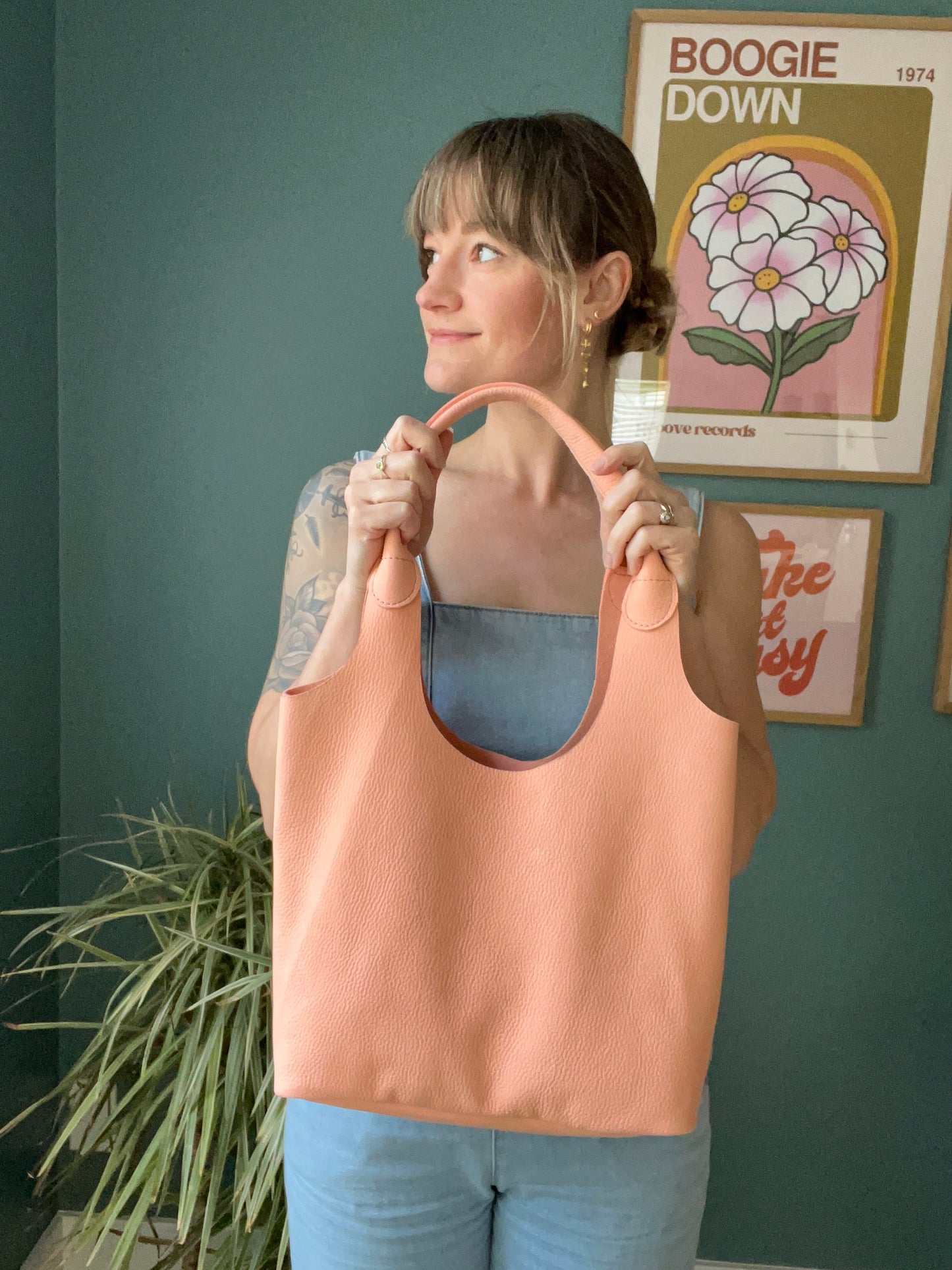 Slouchy tote + half moon clutch