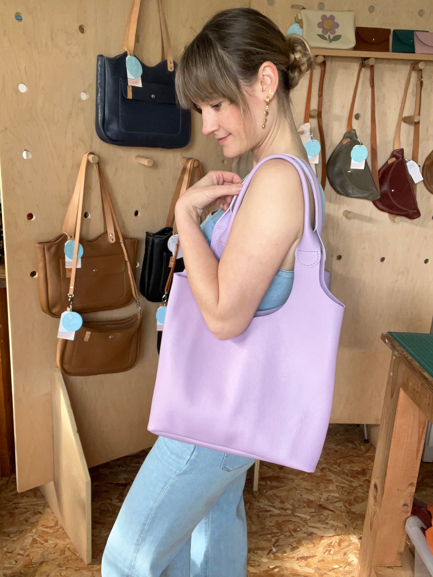 Slouchy tote + half moon clutch